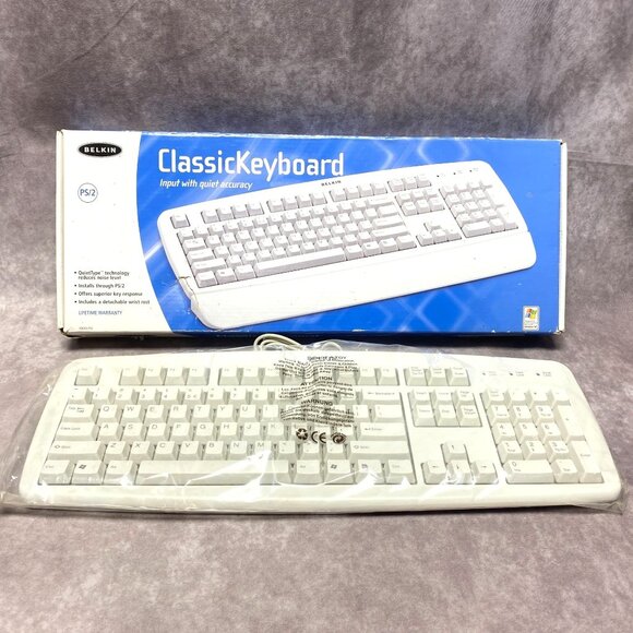 Belkin Classic PS/2 Wired Keyboard White Quiet Type